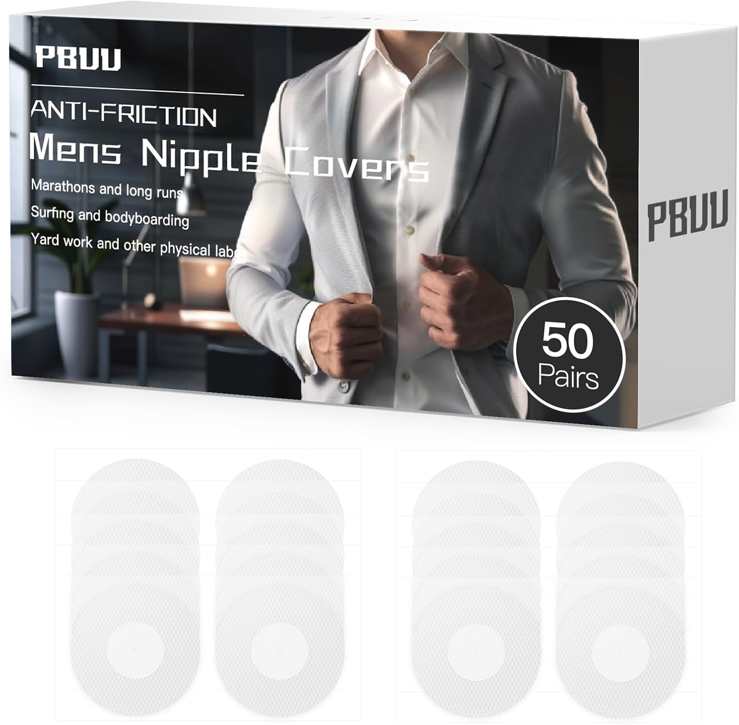 Nipple Covers for Men,100Pcs(50Pairs) Mens Nipple Covers,Anti-Chafing Running Nipple Covers Men for Sports and Daily Wear